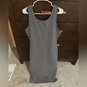 Blue and black striped midi pencil dress